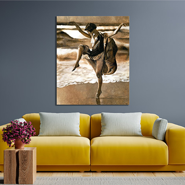 mise en situation du tableau "danser c'est prier" dans un salon