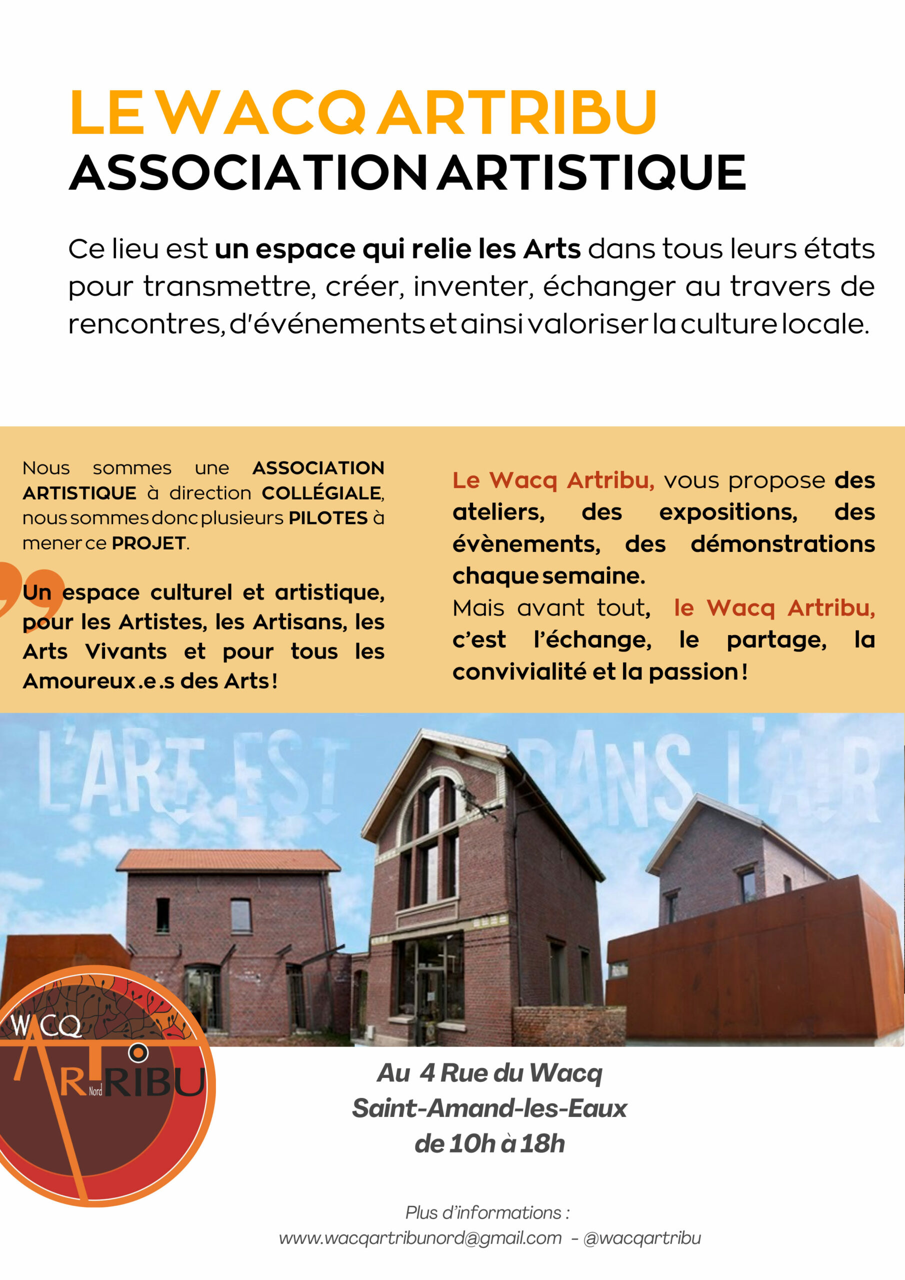 affiche du wacq'artribu, collectif d'artistes à saint-amand-les-eaux