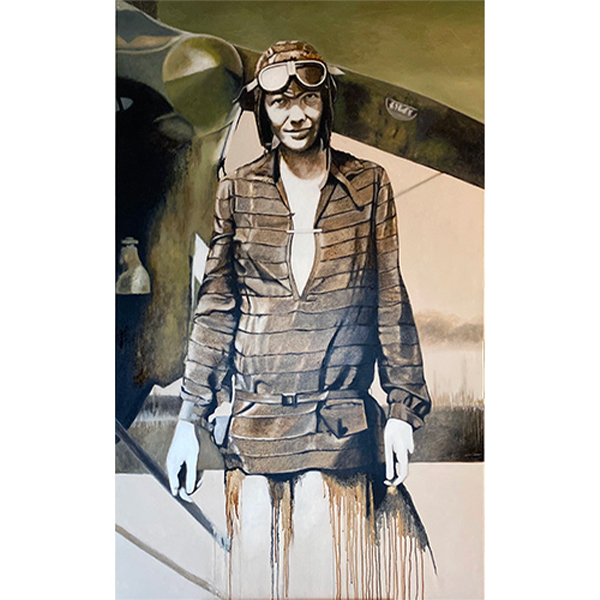 Peinture à l'acrylique et à la chicorée d'Amelia Earhart