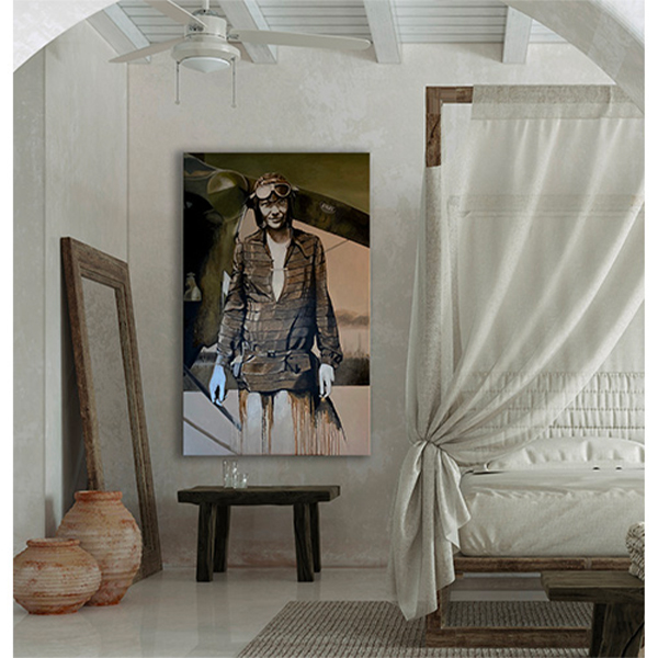 mise en situation du tableau "meeley" dans une chambre