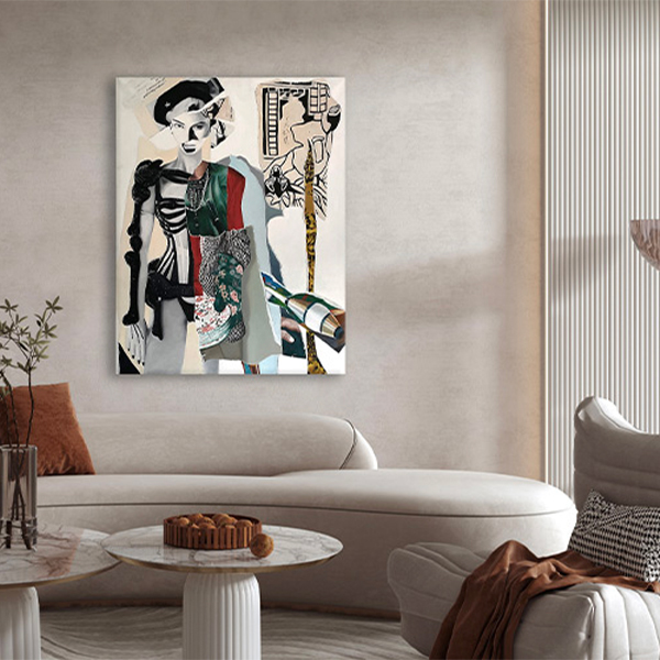 mise en situation du tableau "a tort et adore" dans un salon