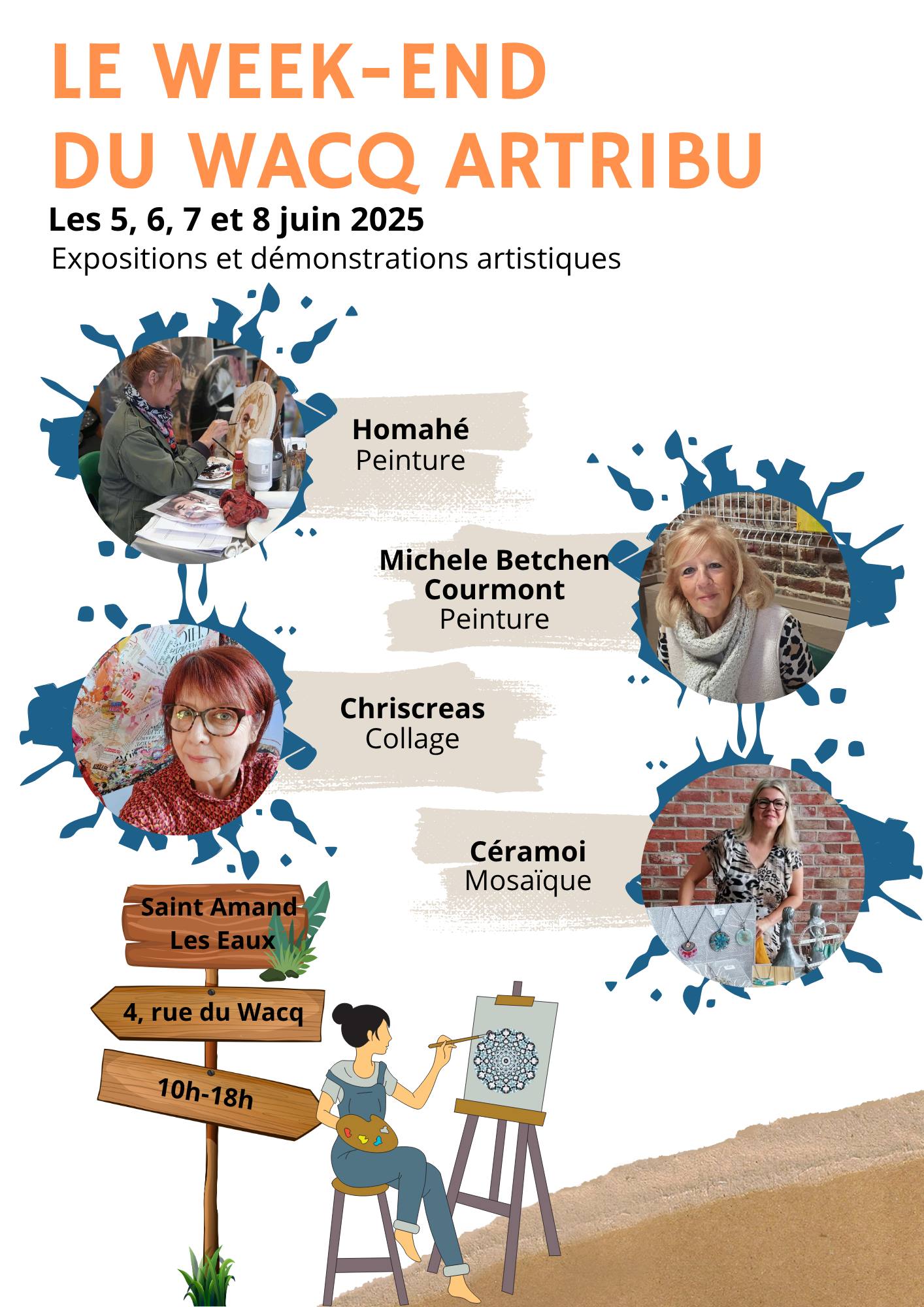 affiche du wacq'artribu, collectif d'artistes à saint-amand-les-eaux