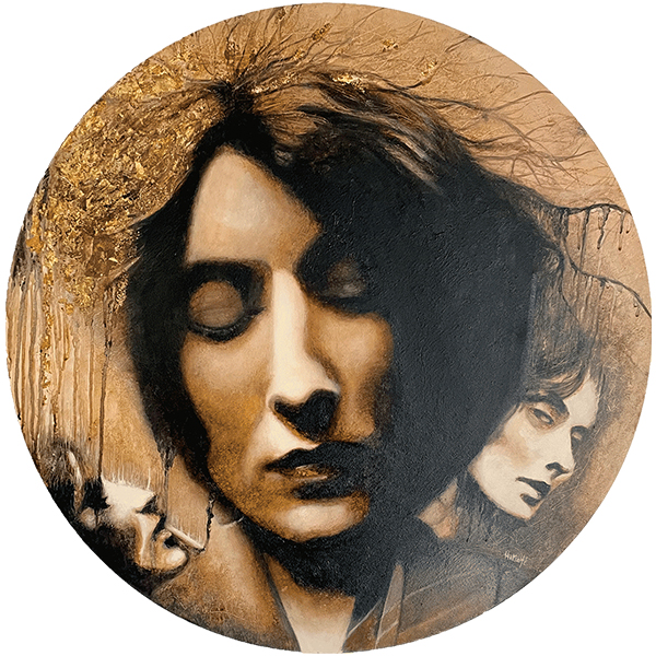 peinture à l'acrylique, chicorée et or de Mina Loy