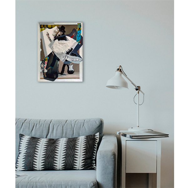 mise en situation du tableau "mon ange" dans un salon