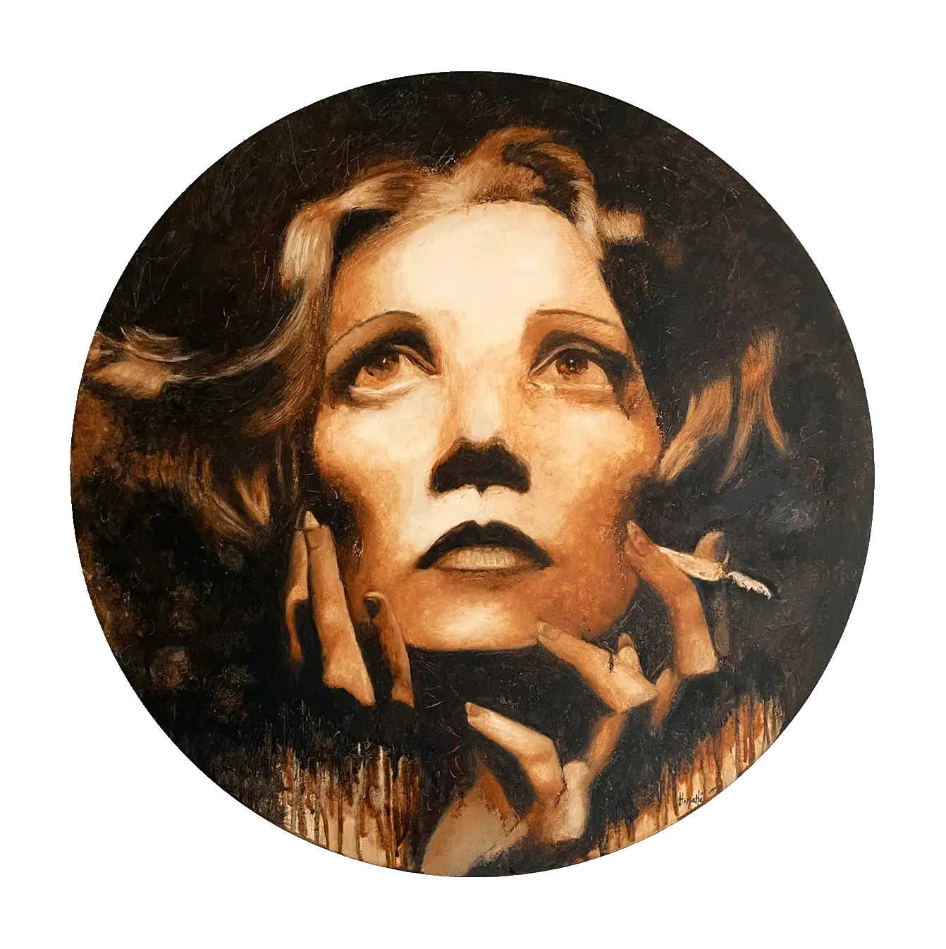 peinture à la chicorée de Marlène Dietrich pour illustrer le menu galery