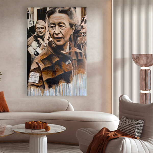 mise en situation du tableau "castor" dans un salon