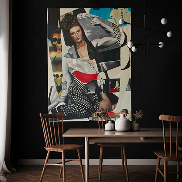 mise en situation du tableau "subliminal" dans une salle à manger