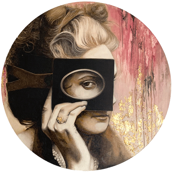 peinture à l'acrylique, chicorée et or de Virginia Oldoïni